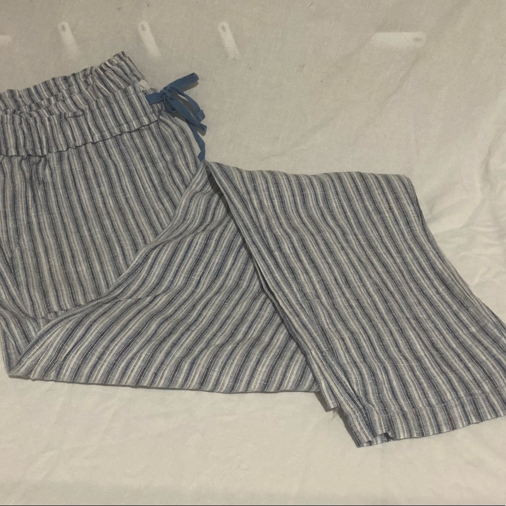 💐NY&Co blue and white striped linen blend pants
